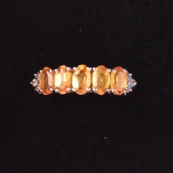 Spessartite garnet, & diamond ring size 6 - Picture 1 of 6
